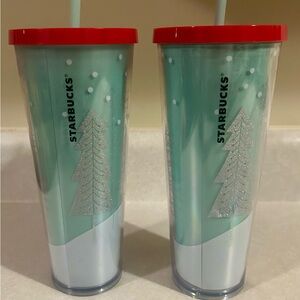 Set of 2 Starbucks Holiday 24 oz Tumblers